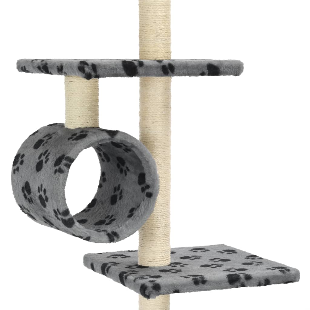 vidaXL Katzen-Kratzbaum mit Sisal-Kratzsäulen 260cm Grau Pfotenabdruck