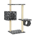 vidaXL Katzen-Kratzbaum mit Sisal-Kratzsäulen 260cm Grau Pfotenabdruck