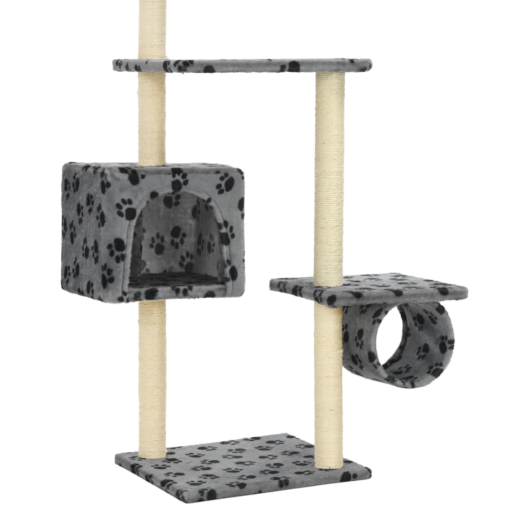 vidaXL Katzen-Kratzbaum mit Sisal-Kratzsäulen 260cm Grau Pfotenabdruck