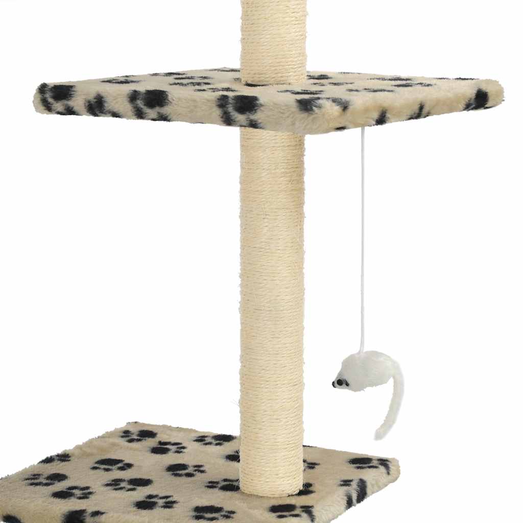 vidaXL Katzenbaum mit Sisal-Kratzsäulen 260 cm Beige Pfoten-Muster