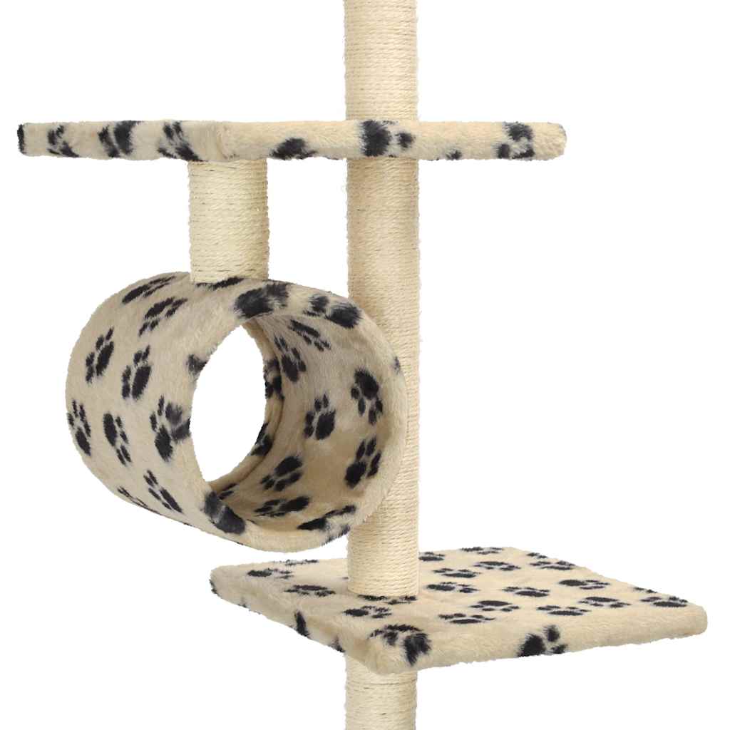 vidaXL Katzenbaum mit Sisal-Kratzsäulen 260 cm Beige Pfoten-Muster