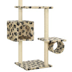 vidaXL Katzenbaum mit Sisal-Kratzsäulen 260 cm Beige Pfoten-Muster