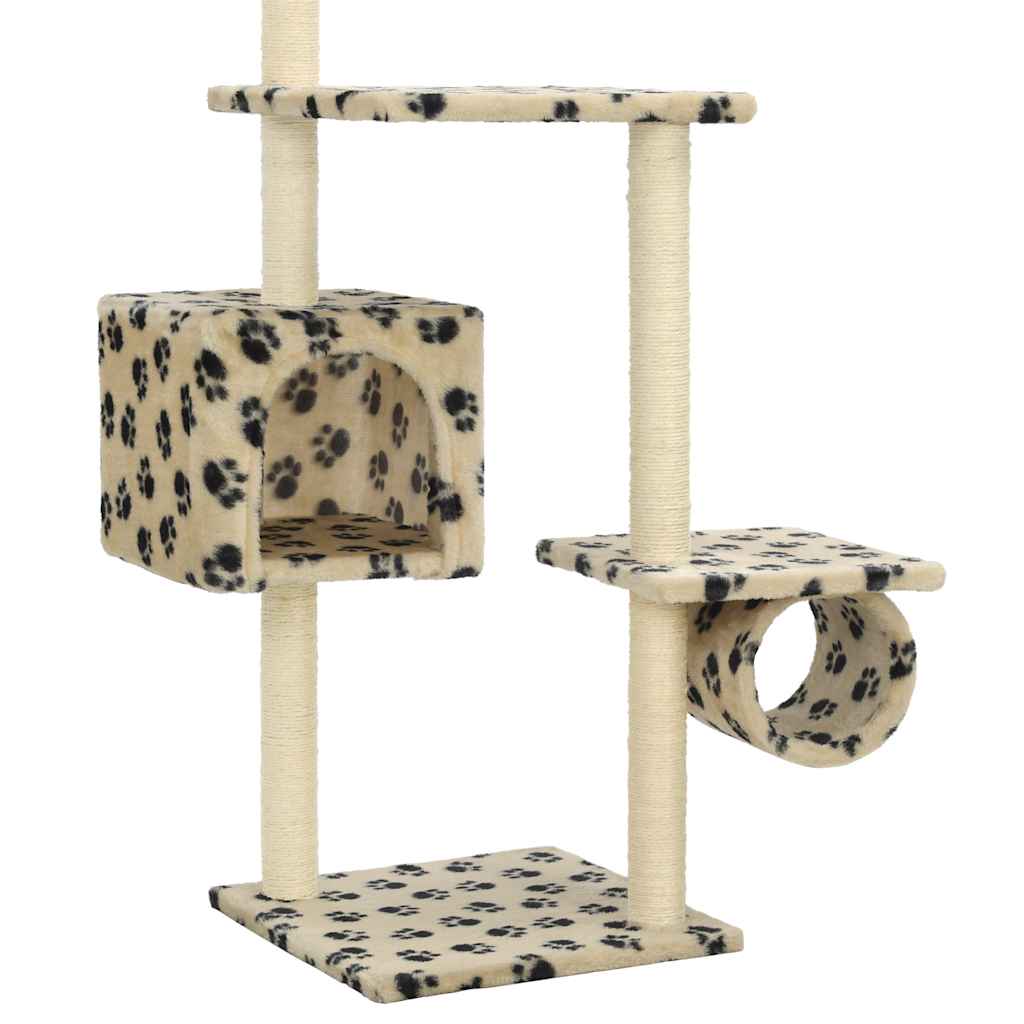 vidaXL Katzenbaum mit Sisal-Kratzsäulen 260 cm Beige Pfoten-Muster