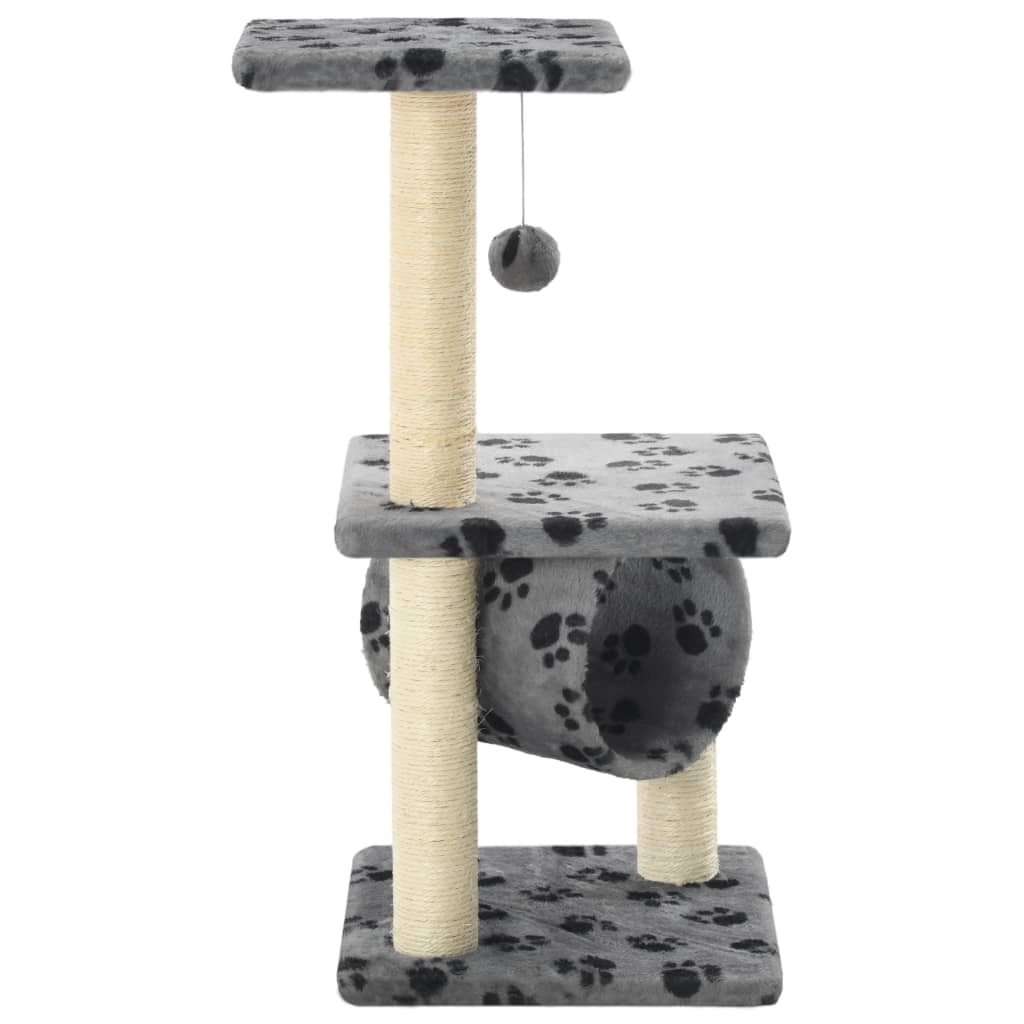 vidaXL Katzen-Kratzbaum Sisal 65 cm Grau Pfoten-Muster