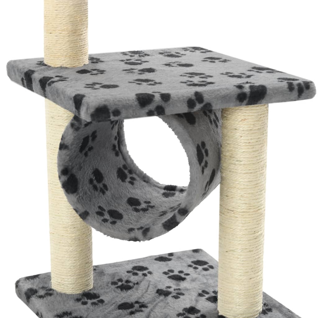 vidaXL Katzen-Kratzbaum Sisal 65 cm Grau Pfoten-Muster