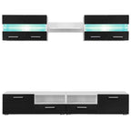 vidaXL TV-Wohnwand-Set 5-tlg. LED-Leuchten Hochglanz-Schwarz