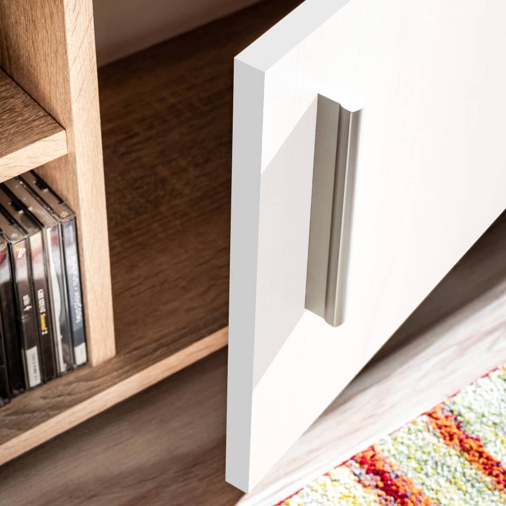 vidaXL TV-Wohnwand mit LED-Leuchten Sonoma Eiche und Weiß