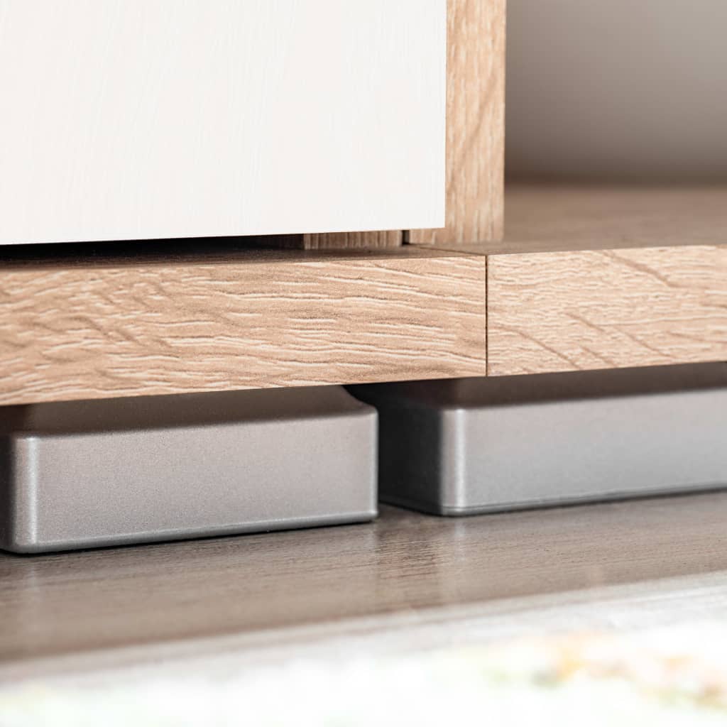 vidaXL TV-Wohnwand mit LED-Leuchten Sonoma Eiche und Weiß