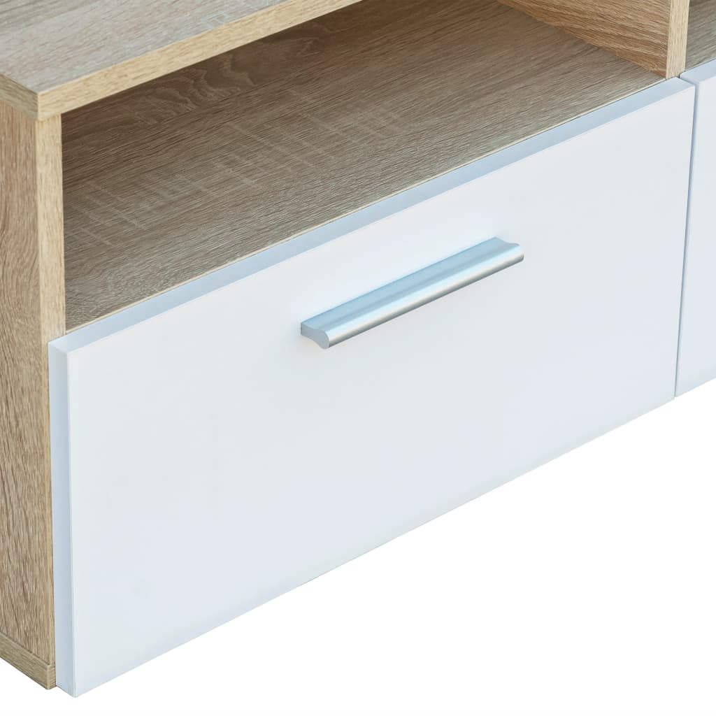 vidaXL 2 Stk. TV-Schränke Holzwerkstoff 95x35x36 cm Eiche und Weiß