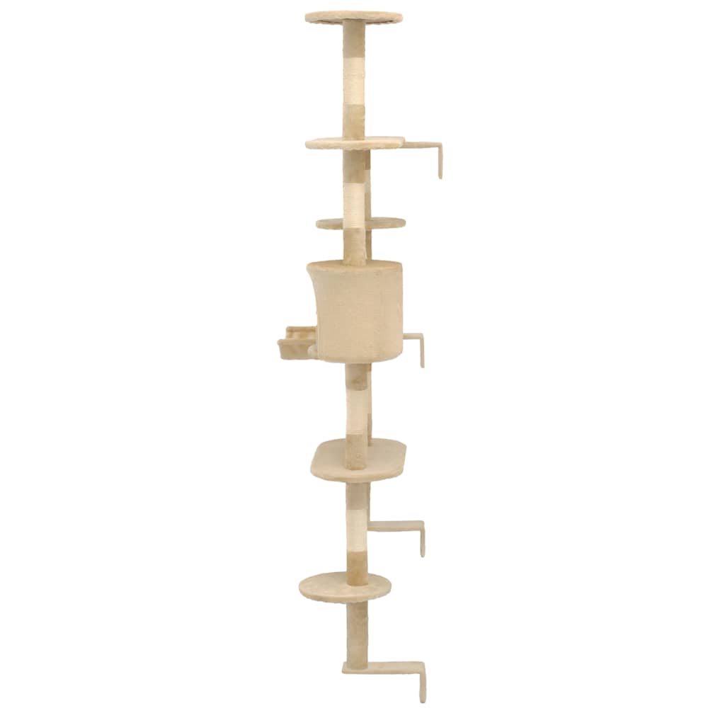 vidaXL Wandkratzbaum mit Sisal-Kratzsäulen 194 cm Beige