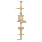 vidaXL Wandkratzbaum mit Sisal-Kratzsäulen 194 cm Beige