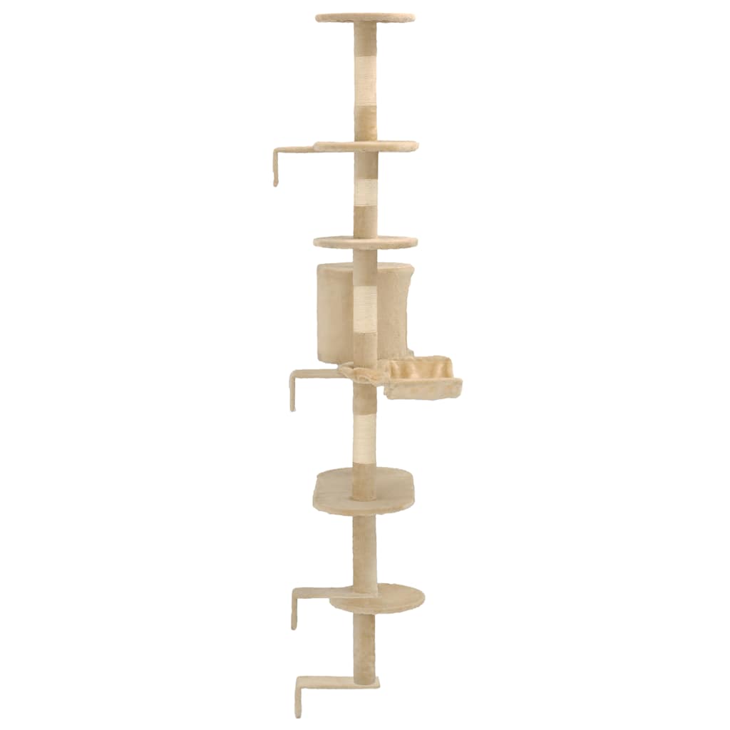 vidaXL Wandkratzbaum mit Sisal-Kratzsäulen 194 cm Beige