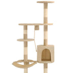 vidaXL Wandkratzbaum mit Sisal-Kratzsäulen 194 cm Beige