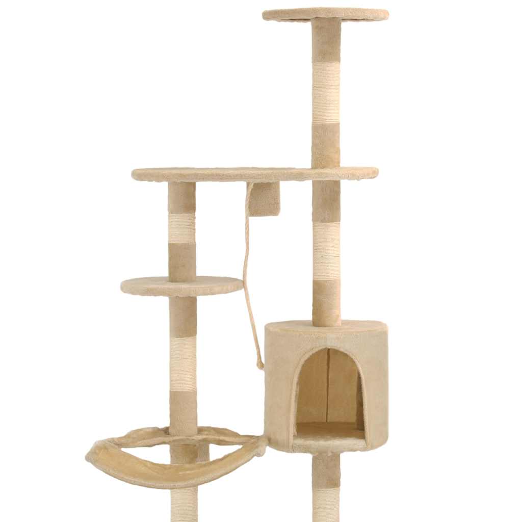 vidaXL Wandkratzbaum mit Sisal-Kratzsäulen 194 cm Beige