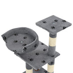 vidaXL Katzen-Kratzbaum mit Sisal-Säulen 65 cm Pfoten-Aufdruck Grau
