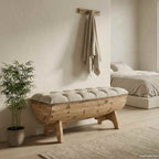 vidaXL Aufbewahrungsbank Massivholz und Stoff  103 x 51 x 44 cm