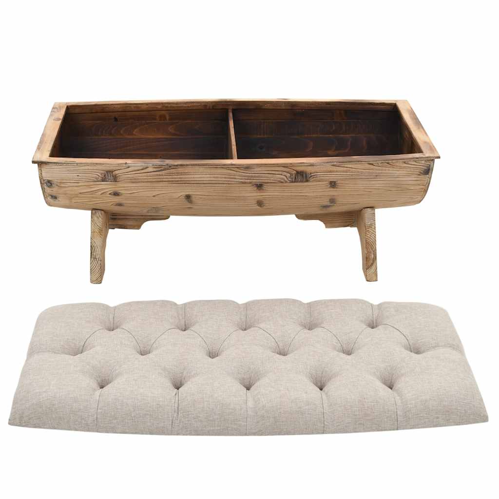 vidaXL Aufbewahrungsbank Massivholz und Stoff  103 x 51 x 44 cm