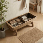vidaXL Aufbewahrungsbank Massivholz und Stoff  103 x 51 x 44 cm