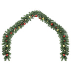vidaXL Weihnachtsgirlande Geschmückt mit Kugeln und LED-Lichtern 10 m