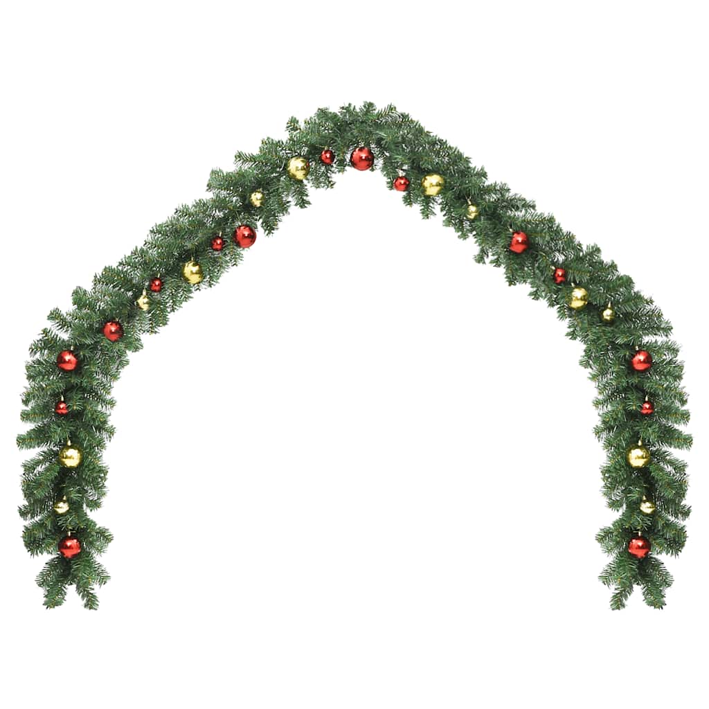 vidaXL Weihnachtsgirlande Geschmückt mit Kugeln und LED-Lichtern 10 m