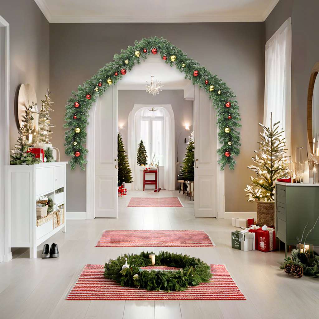 vidaXL Weihnachtsgirlande Geschmückt mit Kugeln und LED-Lichtern 10 m
