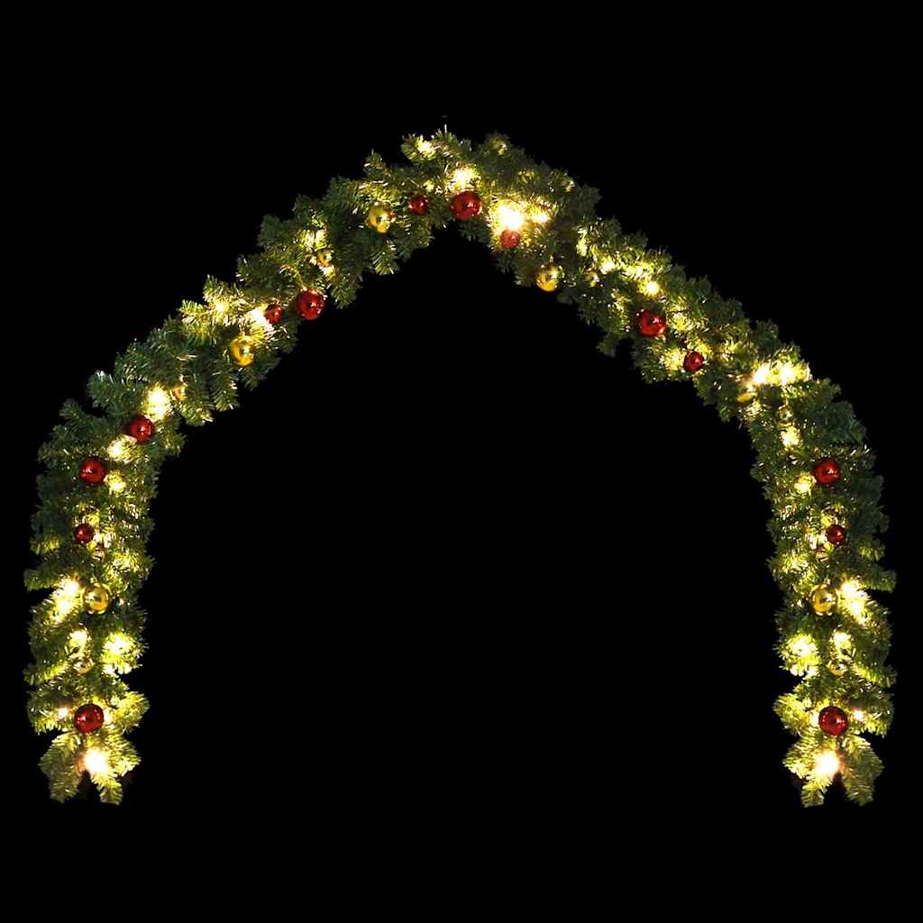 vidaXL Weihnachtsgirlande Geschmückt mit Kugeln und LED-Lichtern 10 m