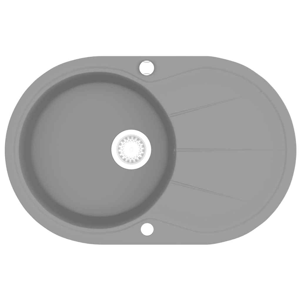 vidaXL Granitspüle Einzelbecken Oval Grau