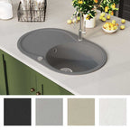 vidaXL Granitspüle Einzelbecken Oval Grau