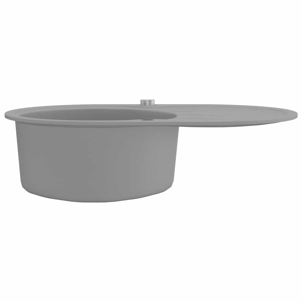 vidaXL Granitspüle Einzelbecken Oval Grau