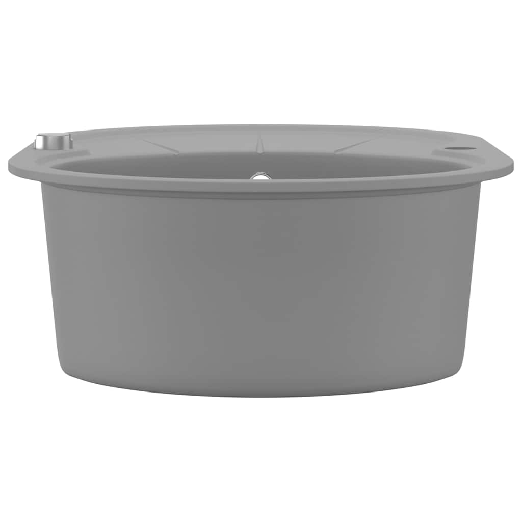 vidaXL Granitspüle Einzelbecken Oval Grau
