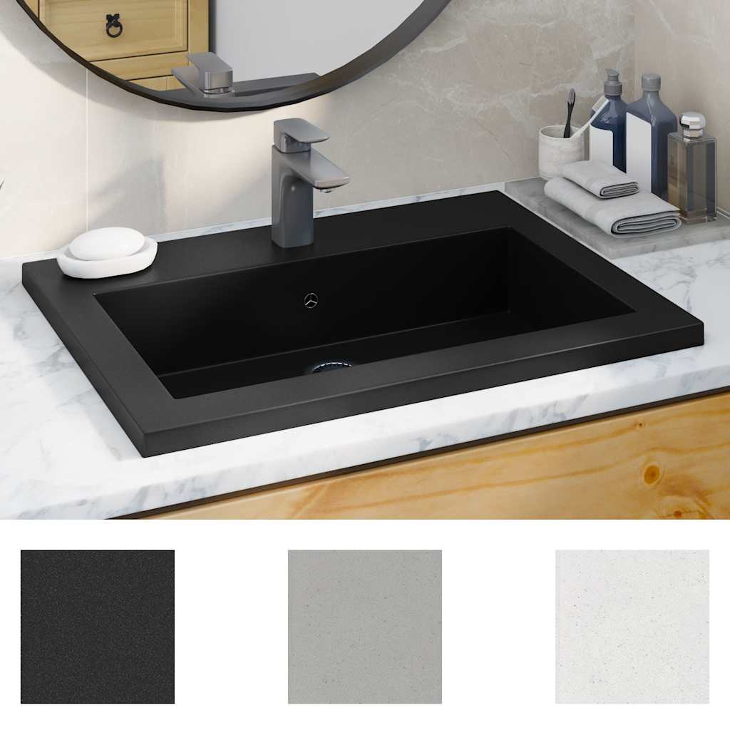 vidaXL Granitbecken 600×450×120 mm Schwarz