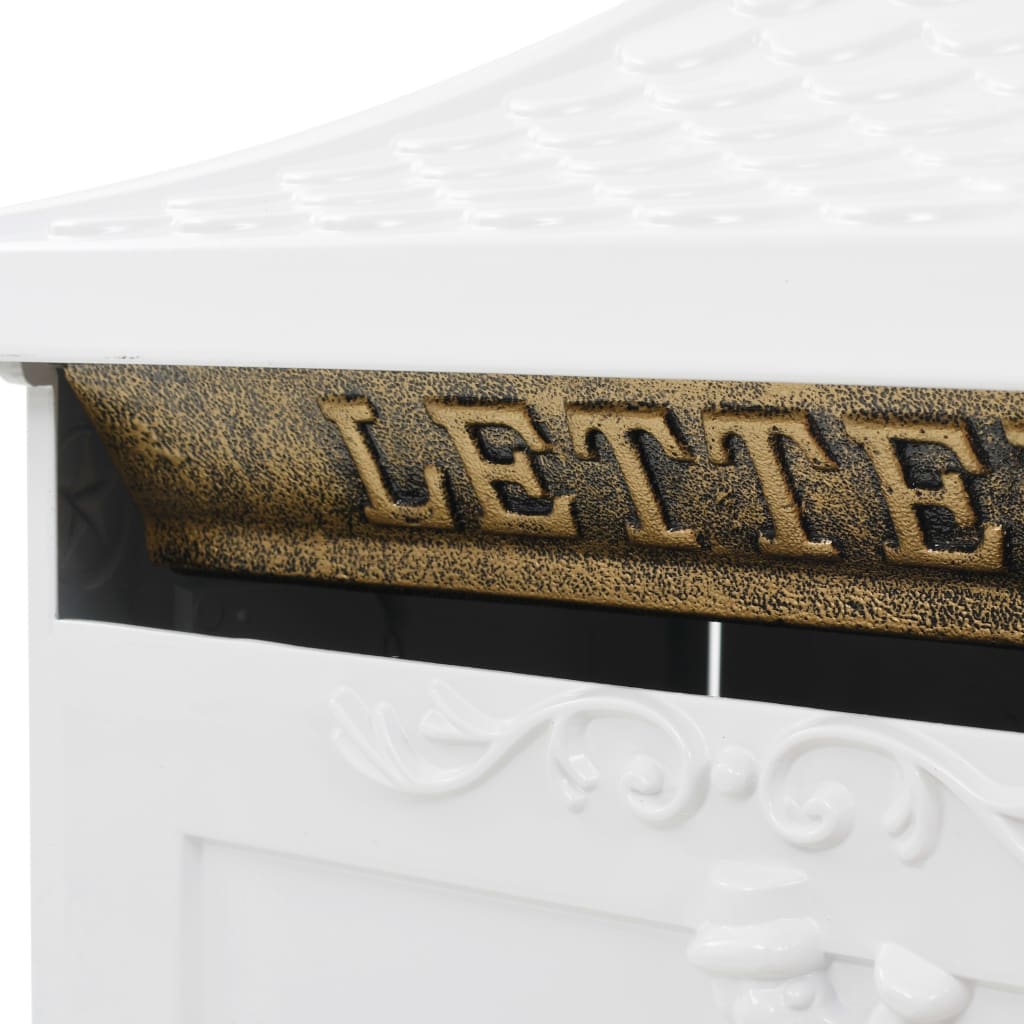 vidaXL Sockel-Briefkasten Aluminium Vintage-Stil Rostfrei Weiß