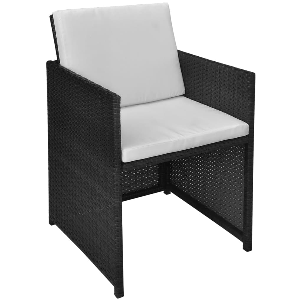 vidaXL 3-tlg. Bistro-Set Poly Rattan Akazie Massivholz Schwarz