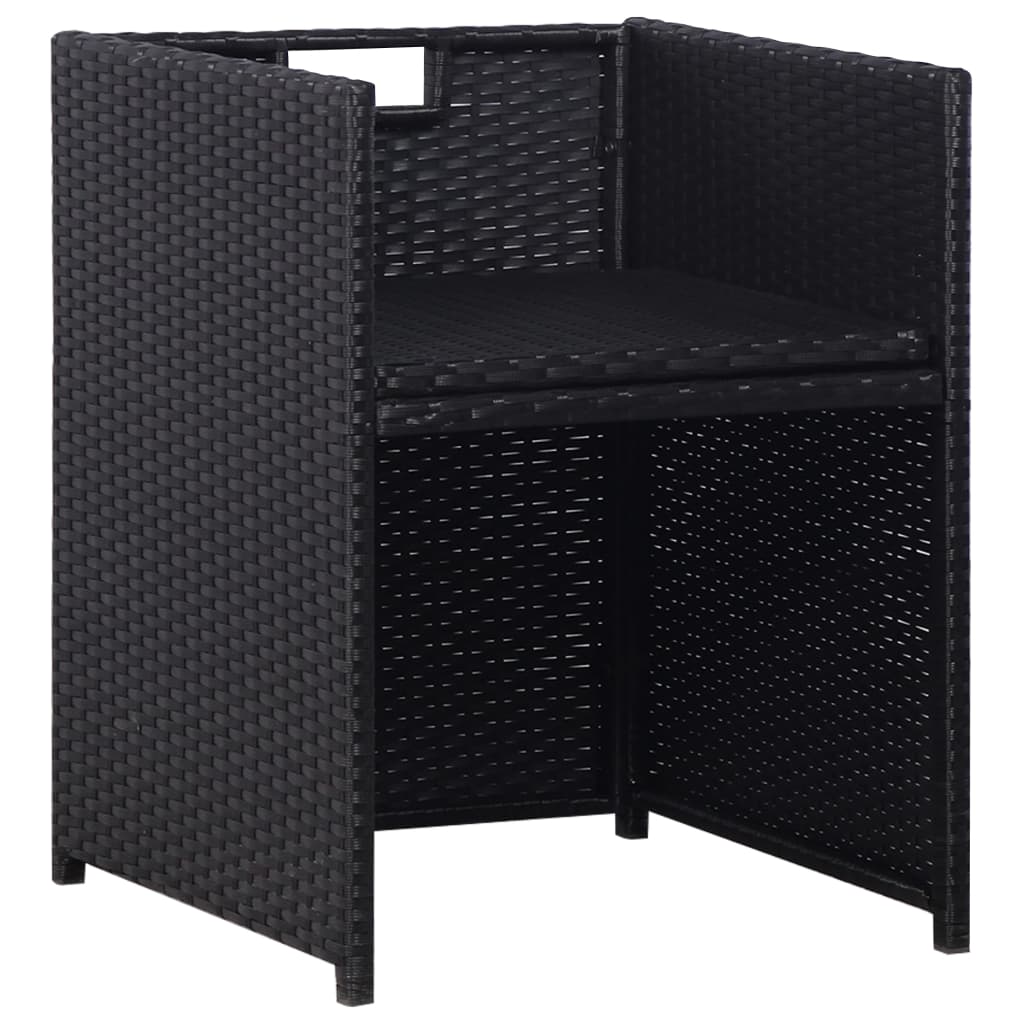 vidaXL 3-tlg. Bistro-Set Poly Rattan Akazie Massivholz Schwarz