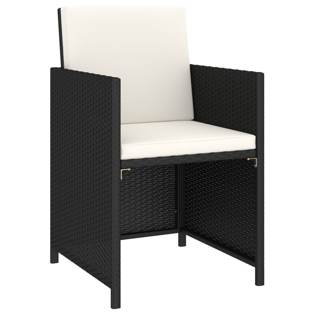 vidaXL 6-tlg. Garten-Essgruppe Poly Rattan Akazie Massivholz Schwarz