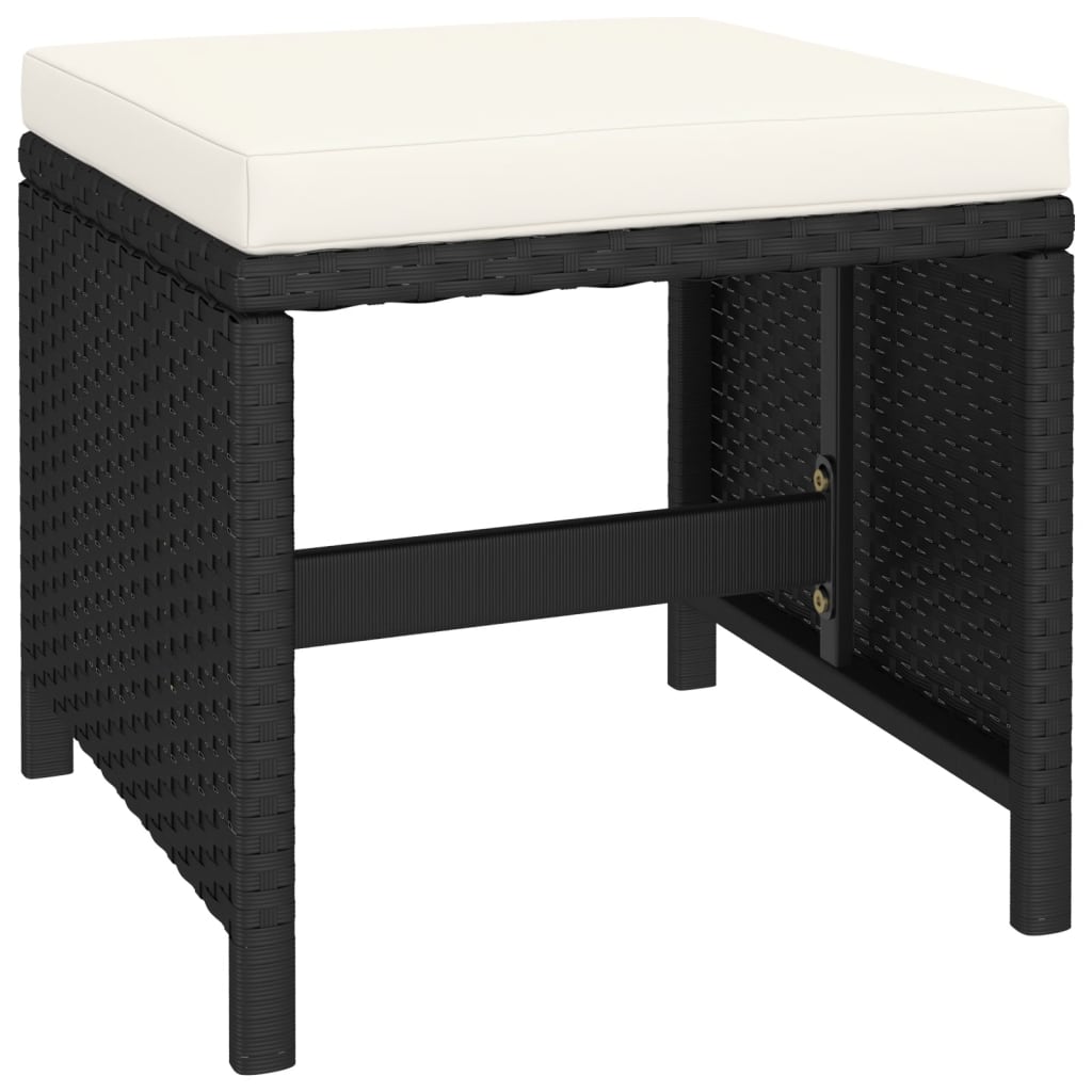 vidaXL 6-tlg. Garten-Essgruppe Poly Rattan Akazie Massivholz Schwarz