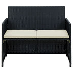 vidaXL 2-Sitzer-Gartensofa mit Polstern Schwarz Poly Rattan