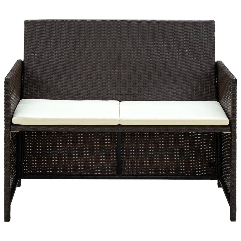 vidaXL 2-Sitzer-Gartensofa mit Polstern Schwarz Poly Rattan