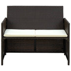 vidaXL 2-Sitzer-Gartensofa mit Polstern Schwarz Poly Rattan