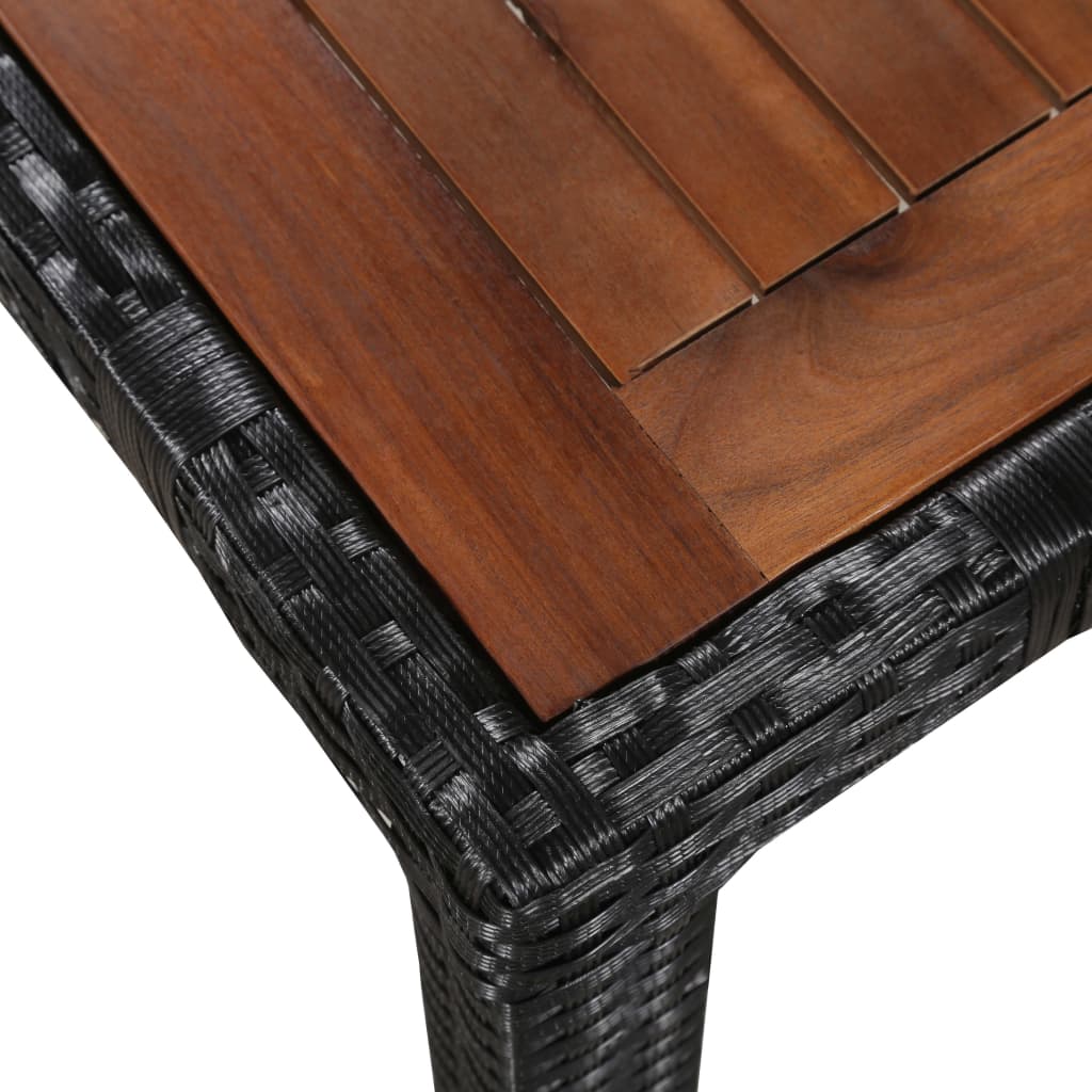 vidaXL 5-tlg. Garten-Essgruppe Poly Rattan Akazie Massivholz Schwarz