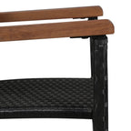 vidaXL 7-tlg. Garten-Essgruppe Poly Rattan Akazie Massivholz Schwarz