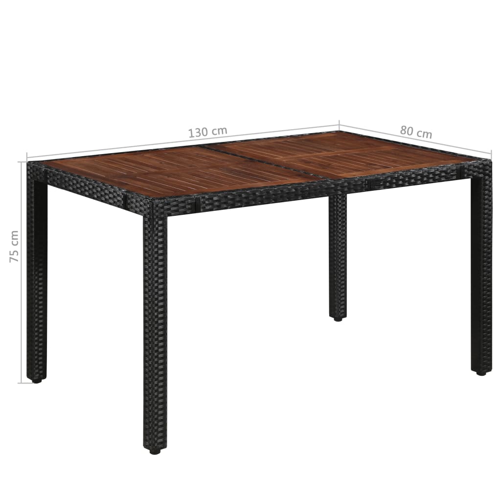vidaXL 7-tlg. Garten-Essgruppe Poly Rattan Akazie Massivholz Schwarz