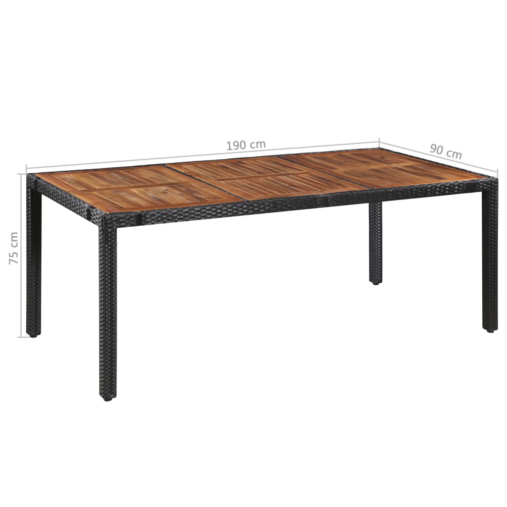 vidaXL 9-tlg. Garten-Essgruppe Poly Rattan Akazie Massivholz Schwarz