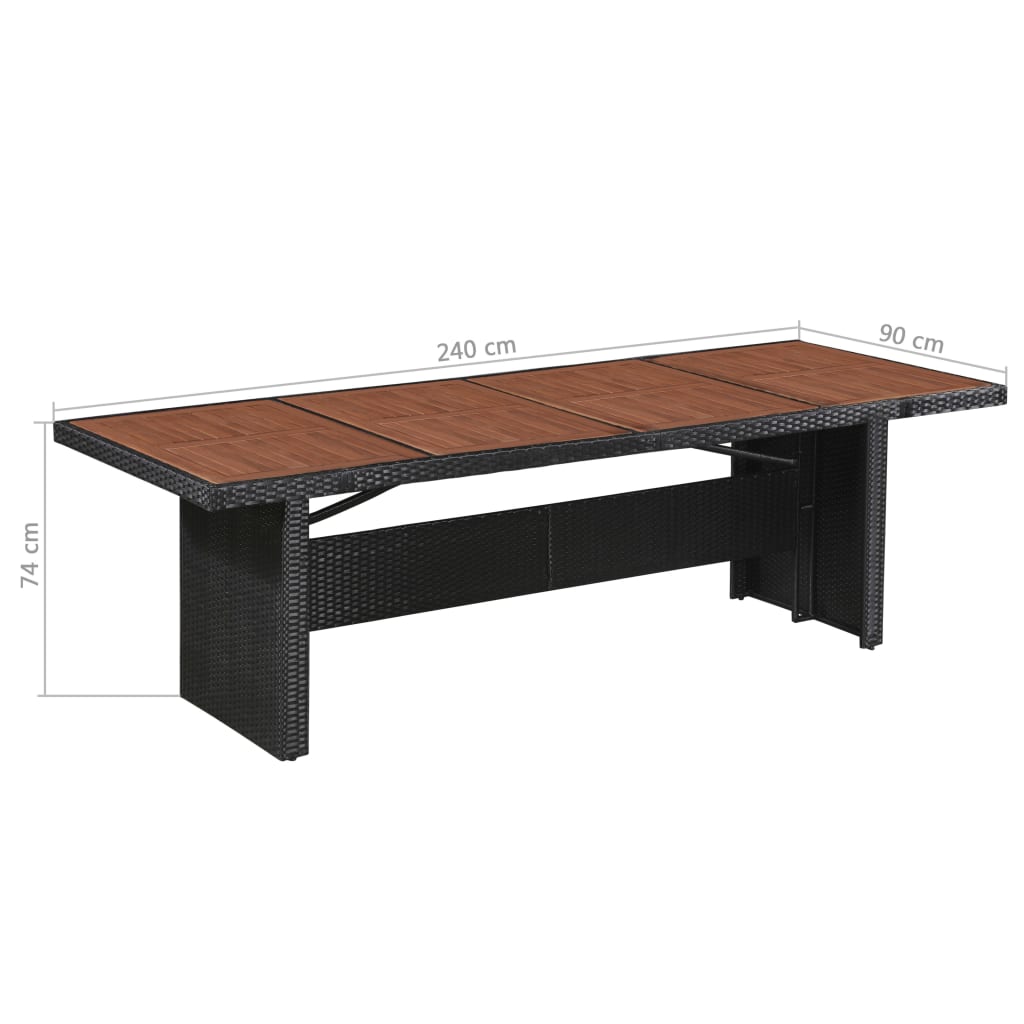 vidaXL Gartentisch 240x90x74 cm Poly Rattan und Massivholz Akazie