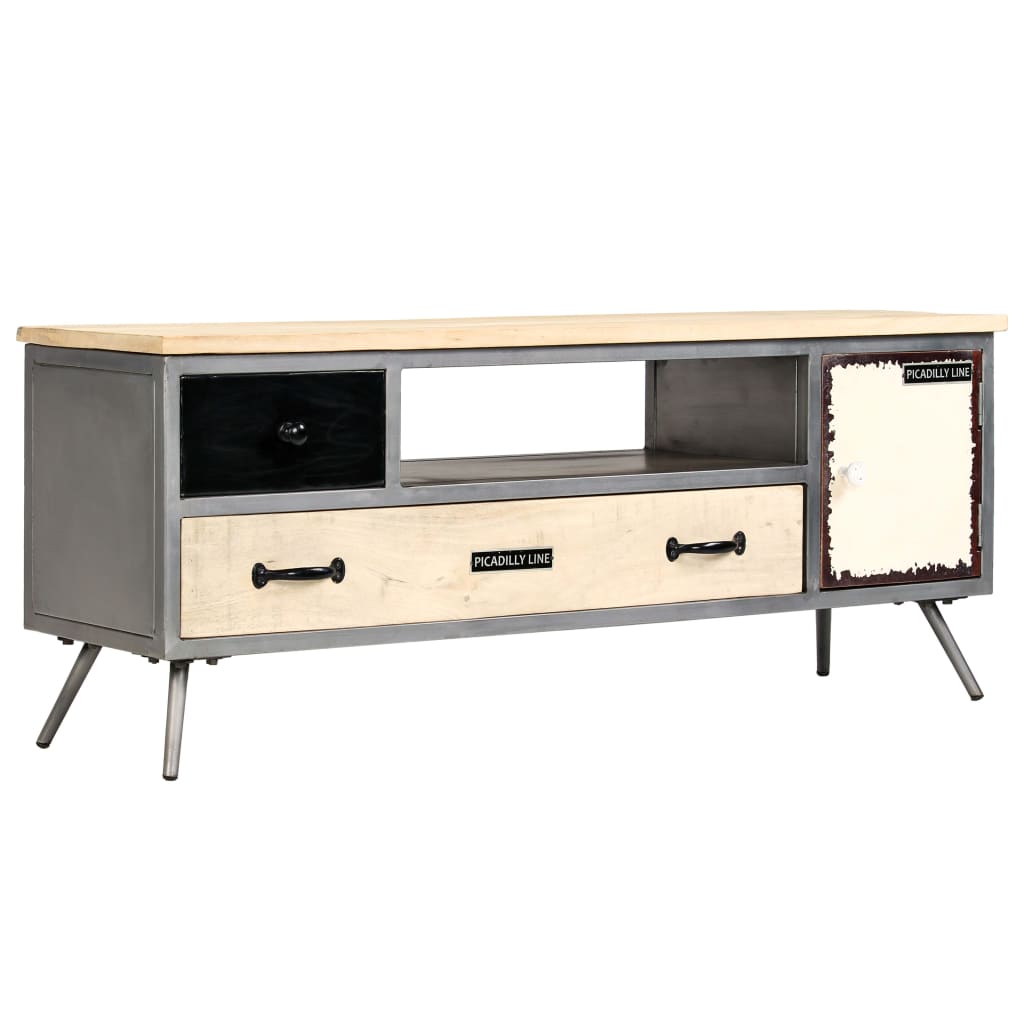 vidaXL TV-Schrank Massivholz Mango und Stahl 120x30x45 cm