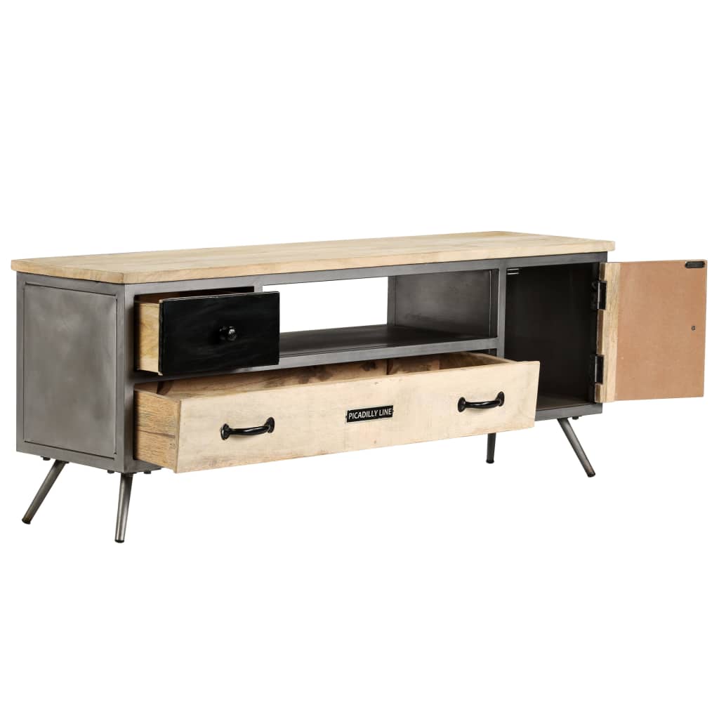 vidaXL TV-Schrank Massivholz Mango und Stahl 120x30x45 cm