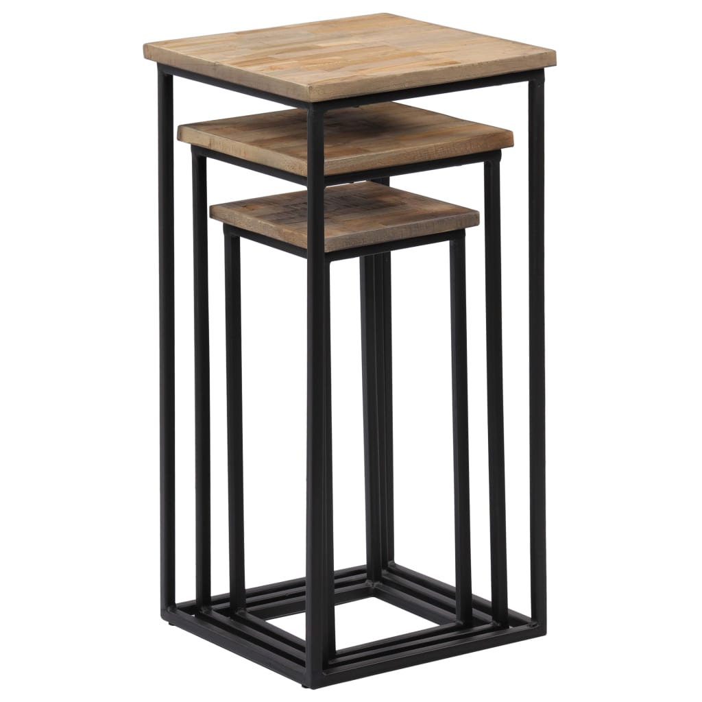 vidaXL Beistelltisch-Set 3-tlg. Recyceltes Teak
