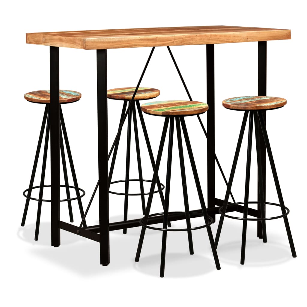 vidaXL 5-tlg. Bar-Set Massivholz Akazie und Altholz