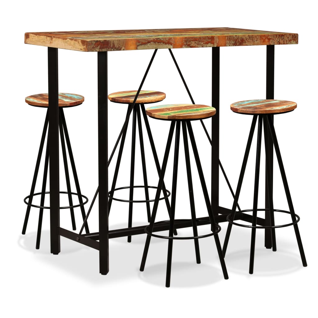 vidaXL 5-tlg. Bar-Set Altholz Massiv