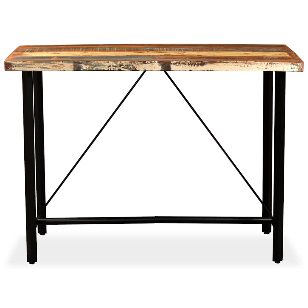 vidaXL 7-tlg. Bar-Set Altholz Massiv, Echtleder und Canvas